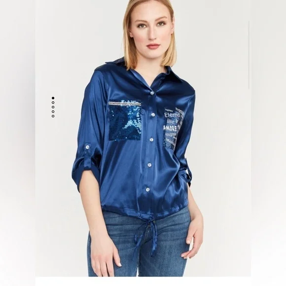 💫Frank Lyman💫 Montreal Design Collection Printed Silk Blouse, EUC, Retails $191 - Picture 7 of 15